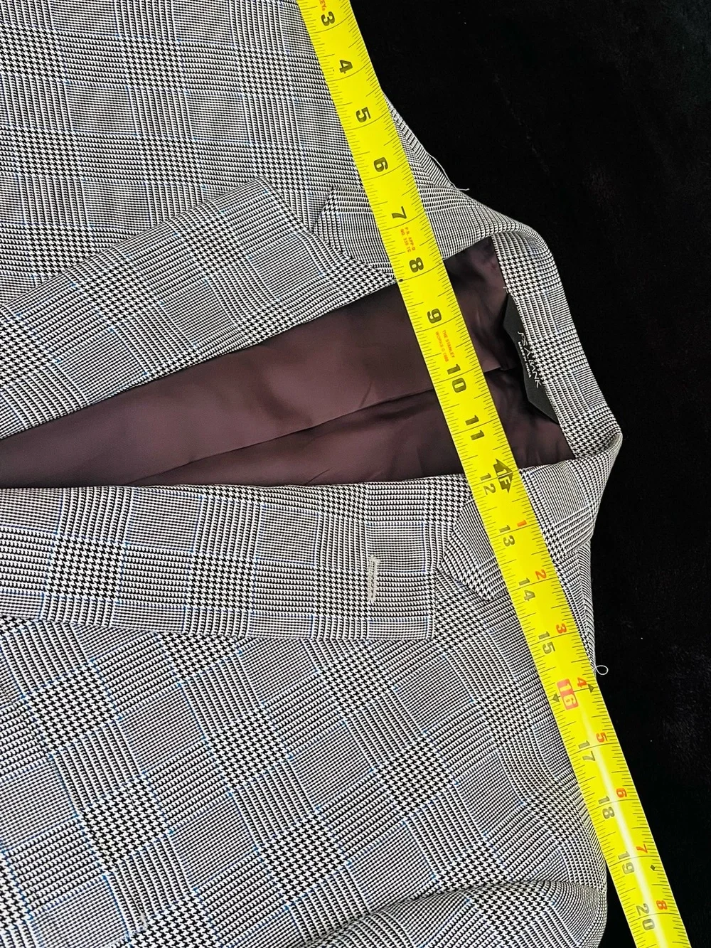 Silk & Wool Jos. A. Bank Black & White Glen Plaid Blazer with Blue Windowpane